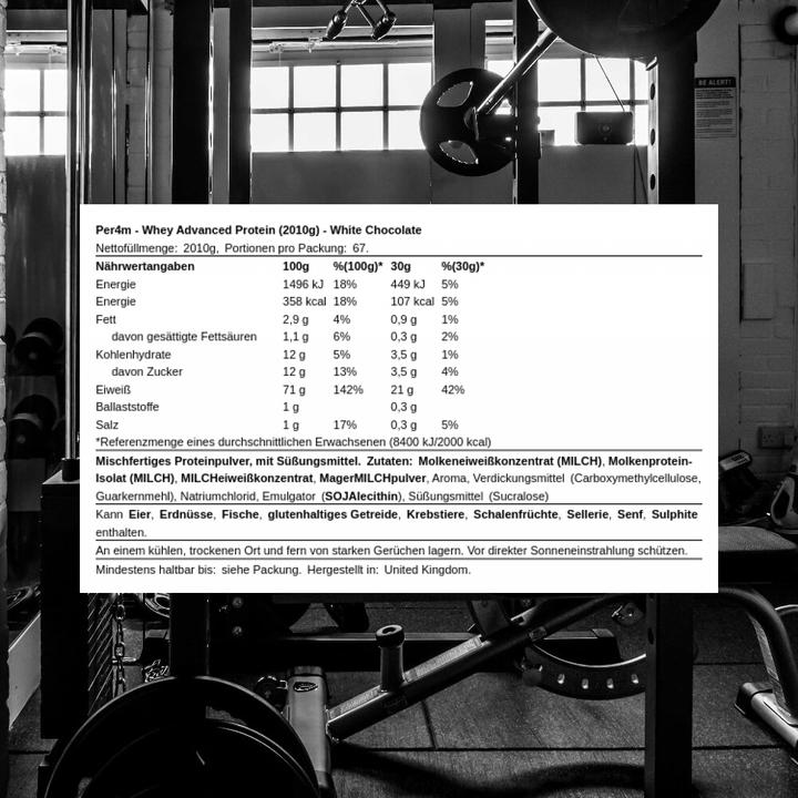 Actual product image Per4m Whey Advanced Protein (2010 g, 1 x, White Chocolate)