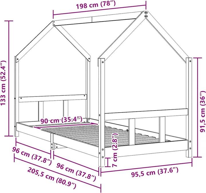 Produktbild vidaXL Kinderbett (90 x 200 cm)
