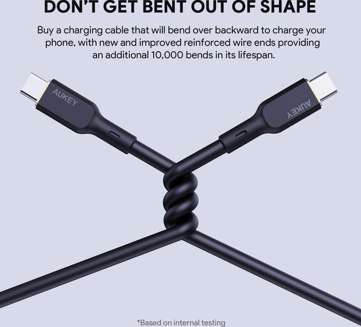 Produktbild Aukey USB-C Cable in Silicone, 100W, 1m - Black (1 m, USB 3.2 Gen 1, 100 W)