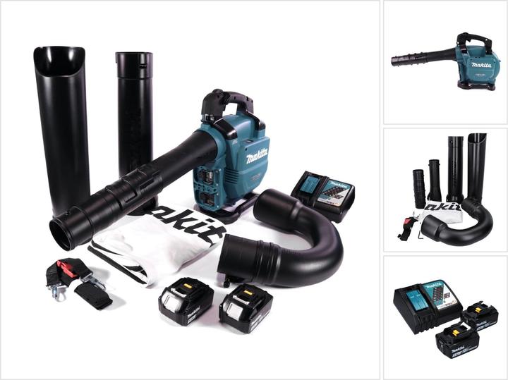 Productafbeelding Makita DUB 363 RT2V Accu-blazer / bladzuiger 36 V ( 2x 18 V ) Borstelloos + zuigset + 2x accu 5.0 (Oplaadbare batterij, Bladzuiger)