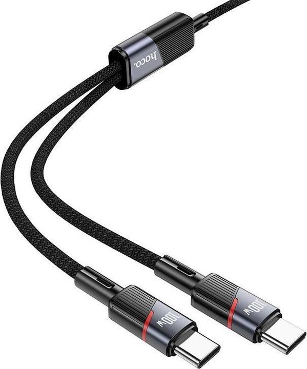 Actual product image Hoco Cable Cable 2in1 USB C to USB C / USB C 5A 100W 1,2 m U139 black (1.20 m, 100 W)