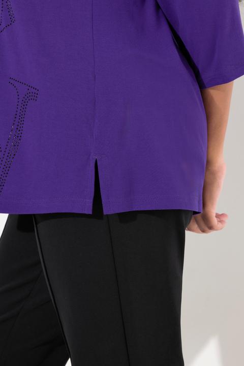 Produktbild Ulla Popken Shirt, Glitzer-Buchstaben, Classic, Rundhals, 3/4-Arm (46, 48)