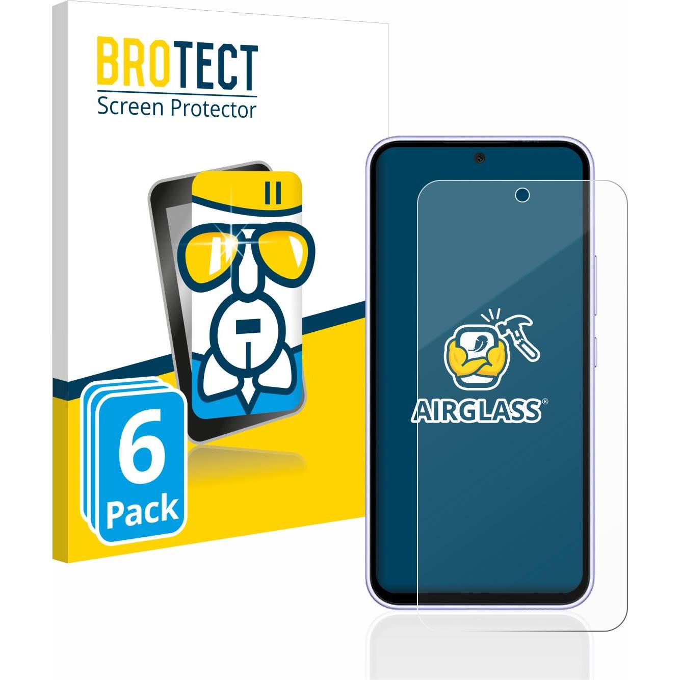BROTECT AirGlass Panzerglasfolie (6 Stück, Samsung Galaxy A54 5G), Smartphone Schutzfolie, Transparent