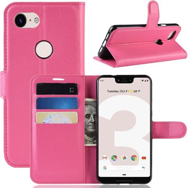 Thumbnail - MU Classic Litchi Leder Bookcover Series (Google Pixel 3a XL), Smartphone Hülle, Rosa