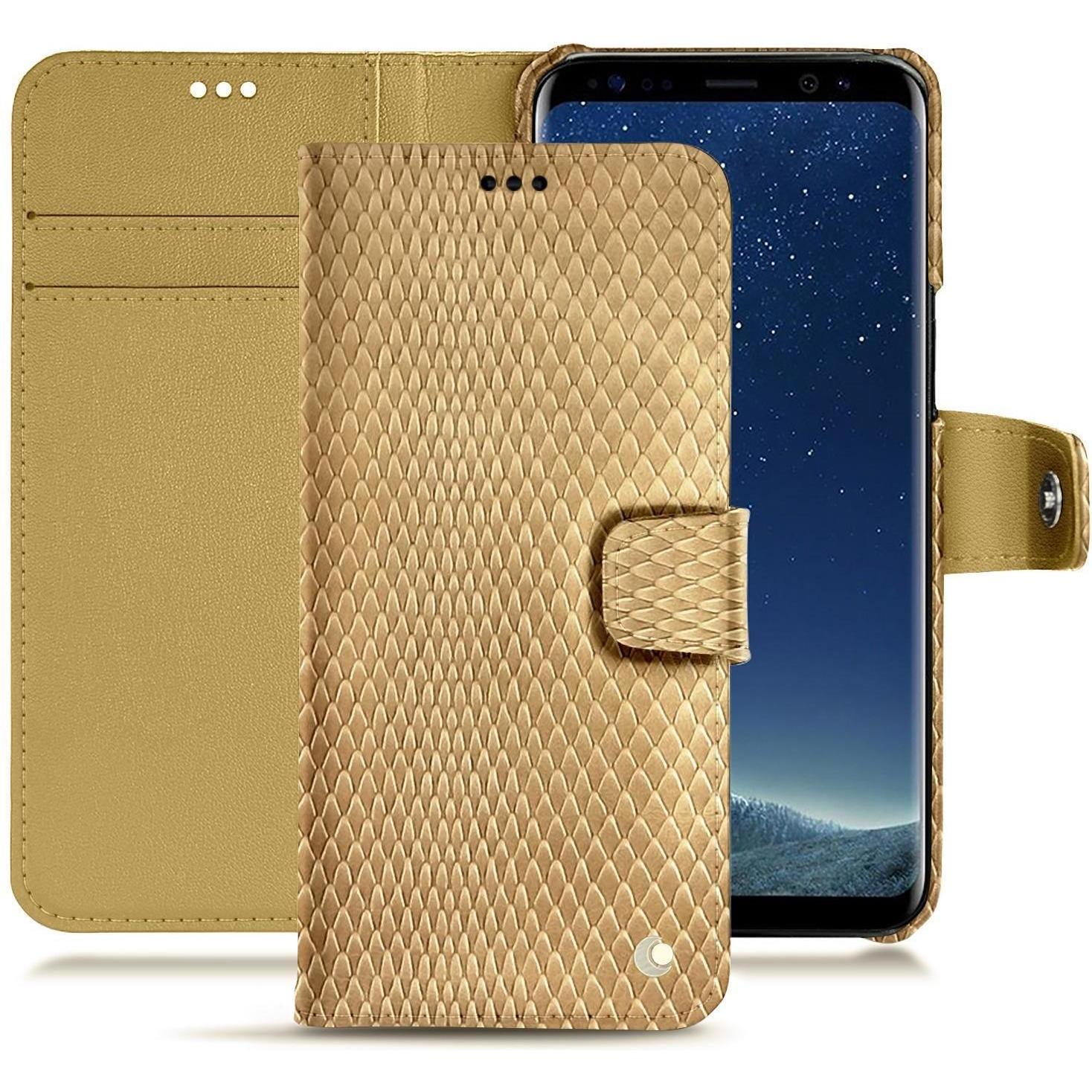Noreve Lederschutzhülle Wallet (Samsung Galaxy S8+), Smartphone Hülle, Beige