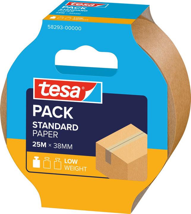 Produktbild tesa tesapack PAPER STANDARD Verpackungsband - 56 % biobasiertes Material - recyclingfreundlich (38 mm)