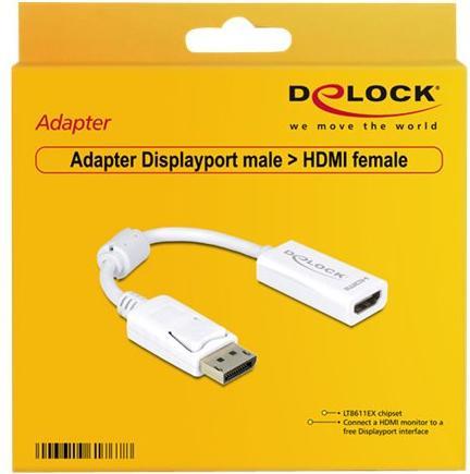 Immagine prodotto Delock Adattatore per monitor da DP a HDMI-Bu bianco (HDMI, 16 cm)