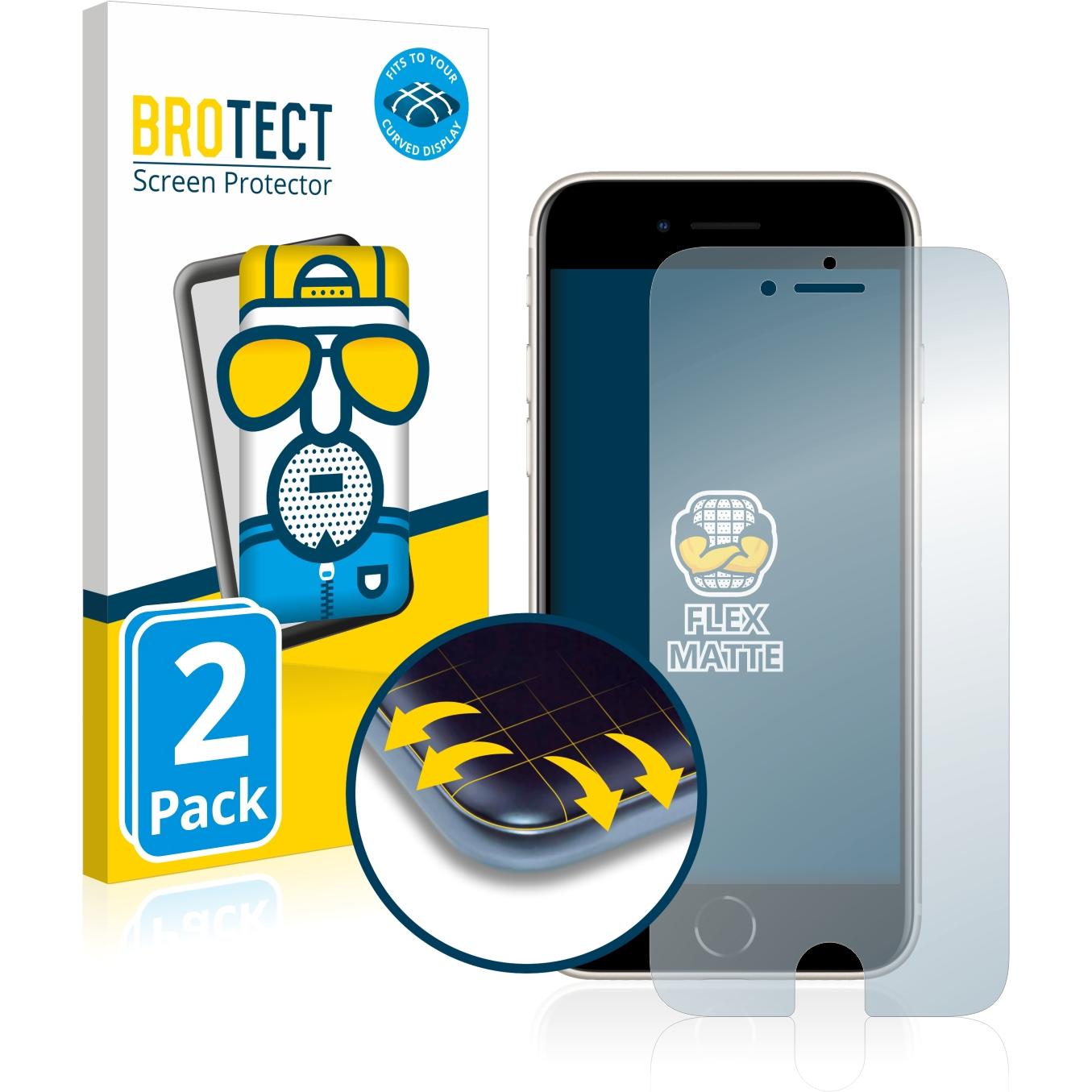 BROTECT Full-Cover Displayschutz Matt (2 Stück, Apple iPhone SE), Smartphone Schutzfolie, Grau