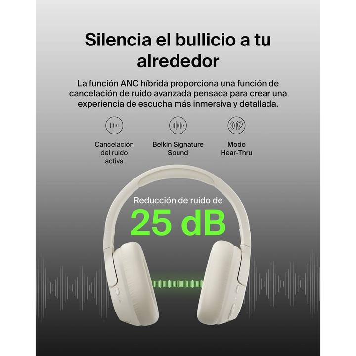 Produktbild Belkin Soundform Noise Cancel Headphone Snd (60 h, Kabelgebunden, Kabellos)