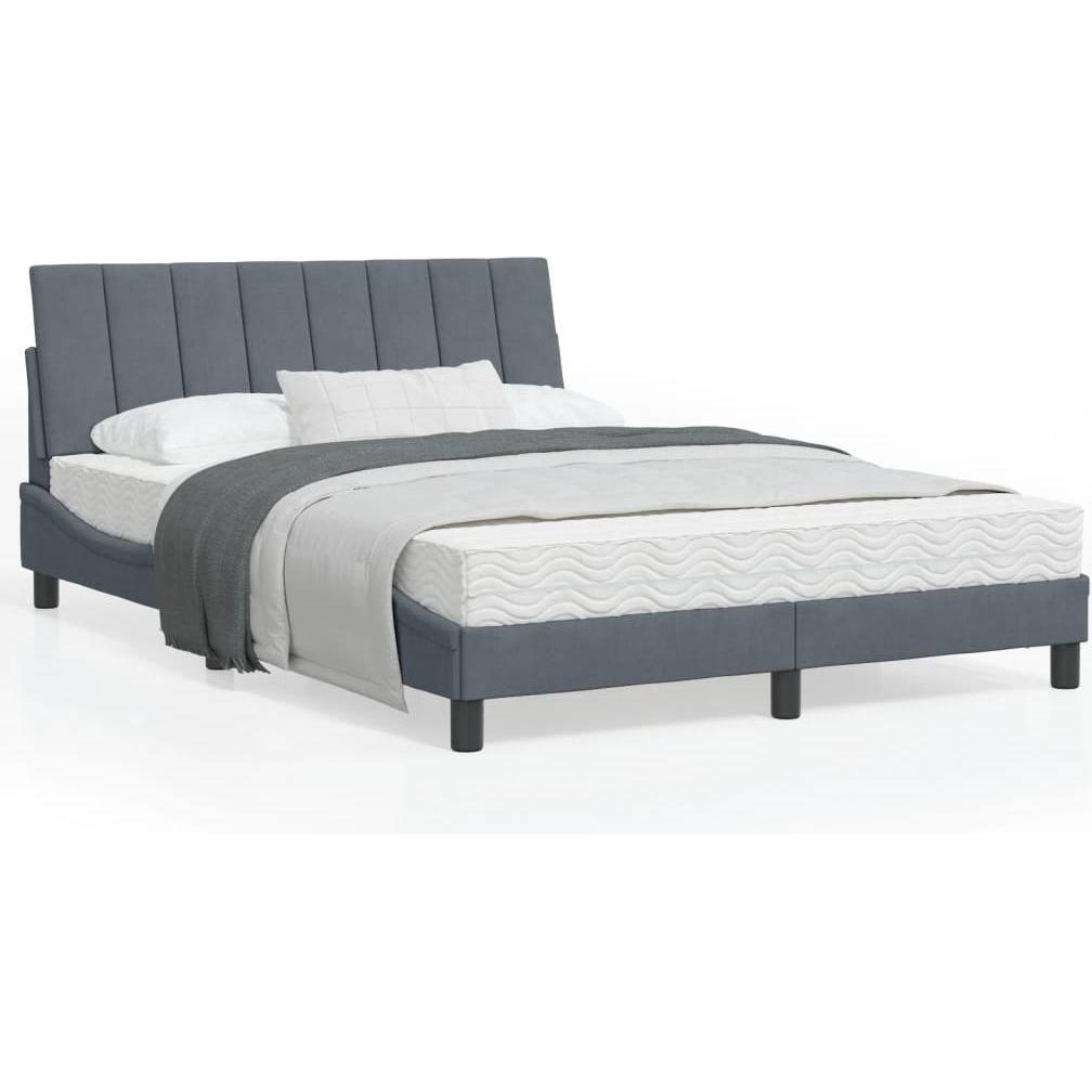 VidaXL, Bett, Bettgestell mit Kopfteil Samt (140 x 190 cm)