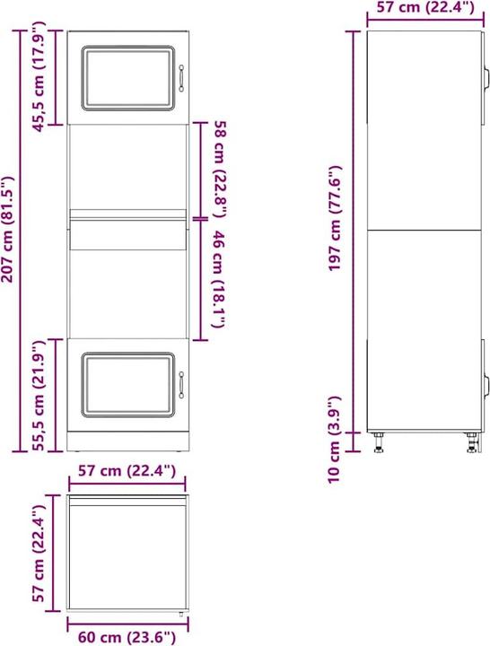 Actual product image VidaXL Range cooker wall units 2 pcs. Lucca smoked oak engineered wood (60 x 57 x 207 cm)