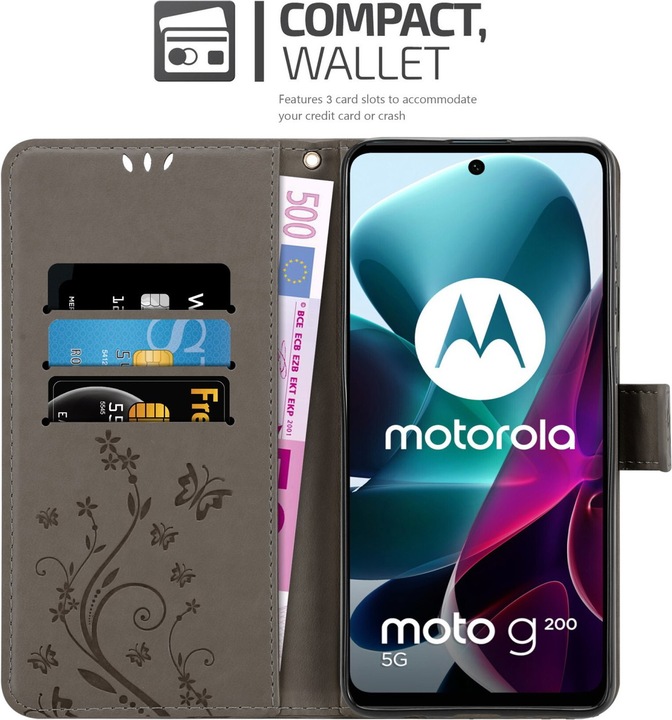 Actual product image Cadorabo Case Flower Book (Motorola Moto G200 5G)