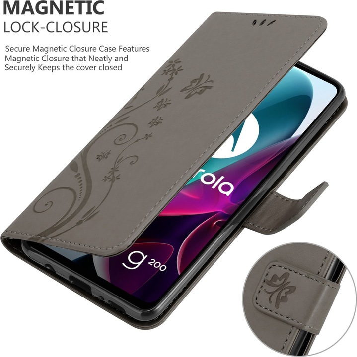 Actual product image Cadorabo Case Flower Book (Motorola Moto G200 5G)