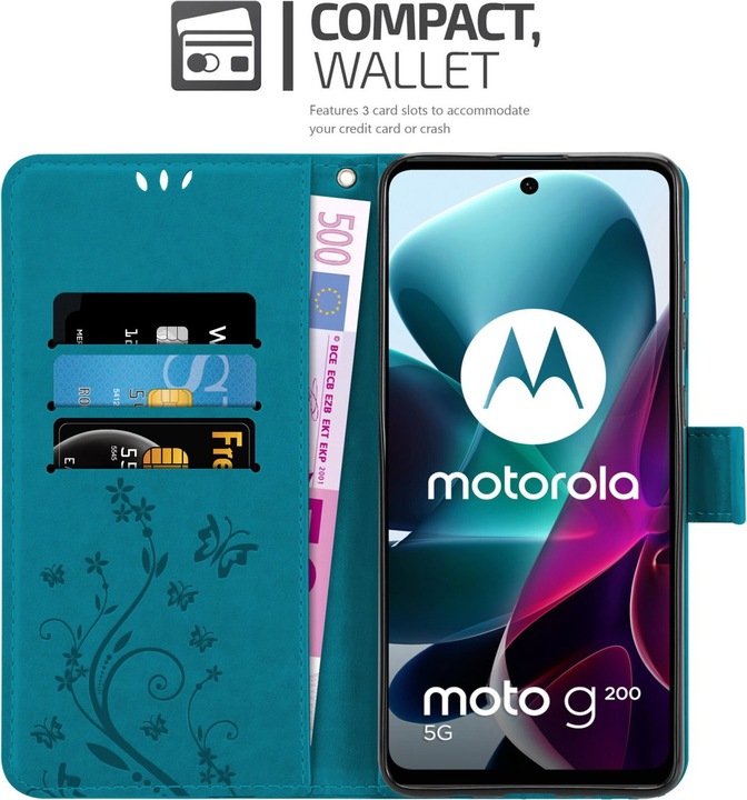 Actual product image Cadorabo Case Flower Book (Motorola Moto G200 5G)