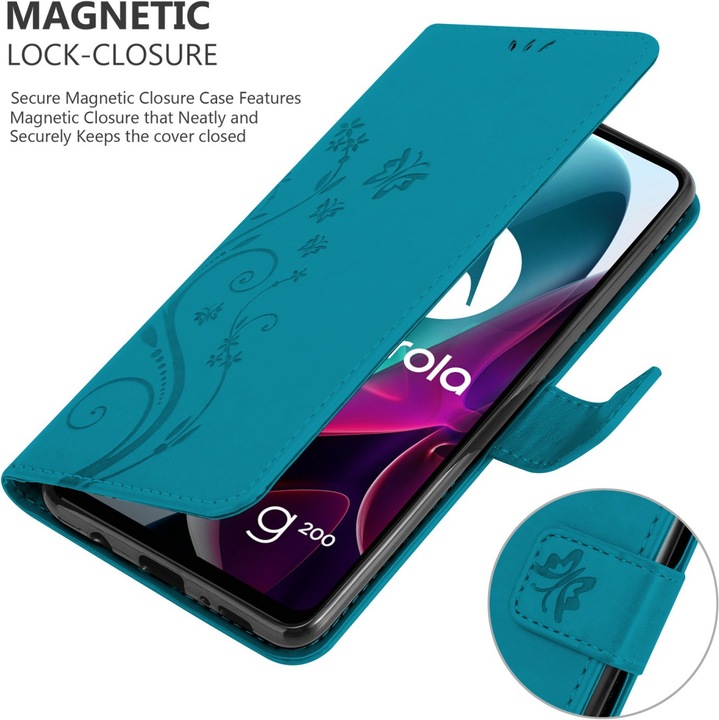 Actual product image Cadorabo Case Flower Book (Motorola Moto G200 5G)