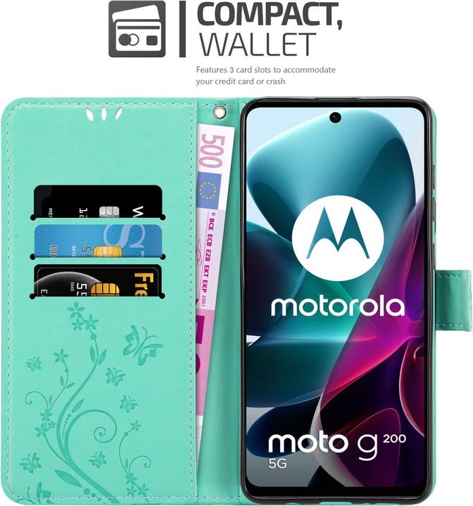 Actual product image Cadorabo Case Flower Book (Motorola Moto G200 5G)
