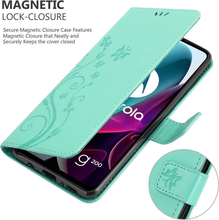 Actual product image Cadorabo Case Flower Book (Motorola Moto G200 5G)