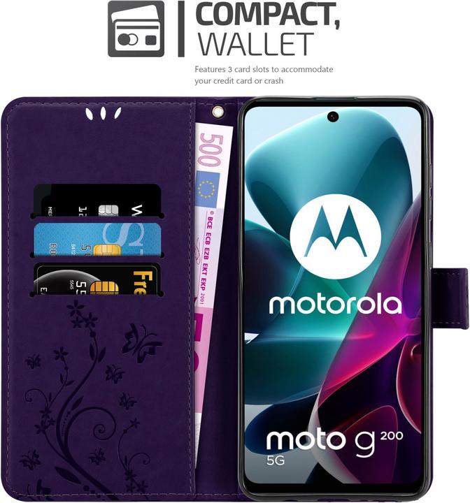 Actual product image Cadorabo Case Flower Book (Motorola Moto G200 5G)