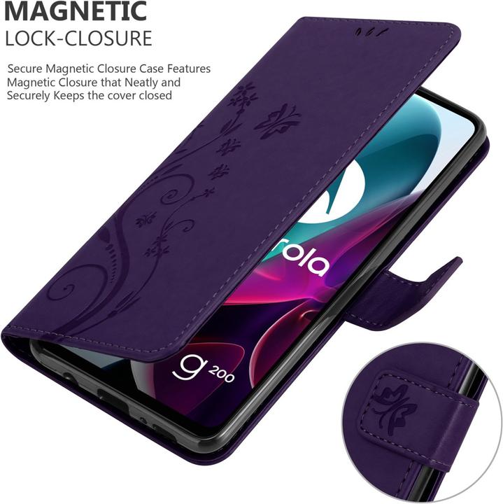 Actual product image Cadorabo Case Flower Book (Motorola Moto G200 5G)