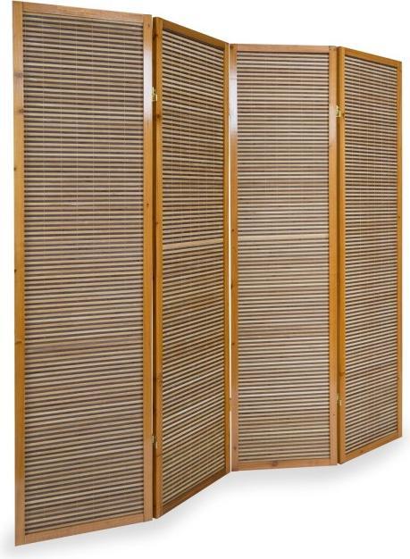 Actual product image Homestyle4u 4-fold Wooden Screen Bamboo brown