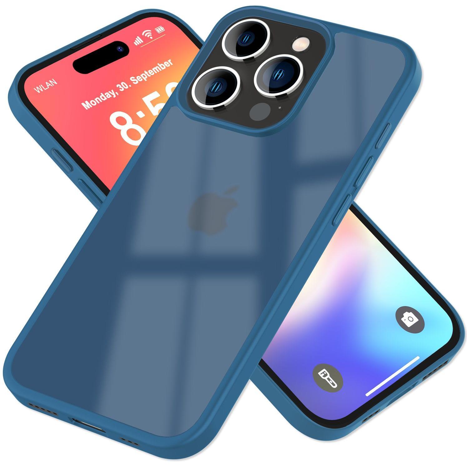 Nalia Matte Hybrid Hülle Semi-Transparent (Apple iPhone 16 Pro), Smartphone Hülle, Blau