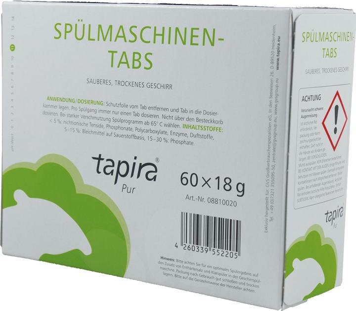 Image du produit Tapira Pastilles pour lave-vaisselle 60 x 18 g/paquet.