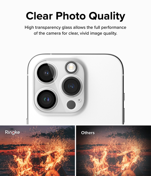 Actual product image Ringke iPhone 15 Pro Camera Styling Camera Island Protector Tempred Glass(2pcs) Transparent (2 Piece, Apple iPhone 15 Pro)
