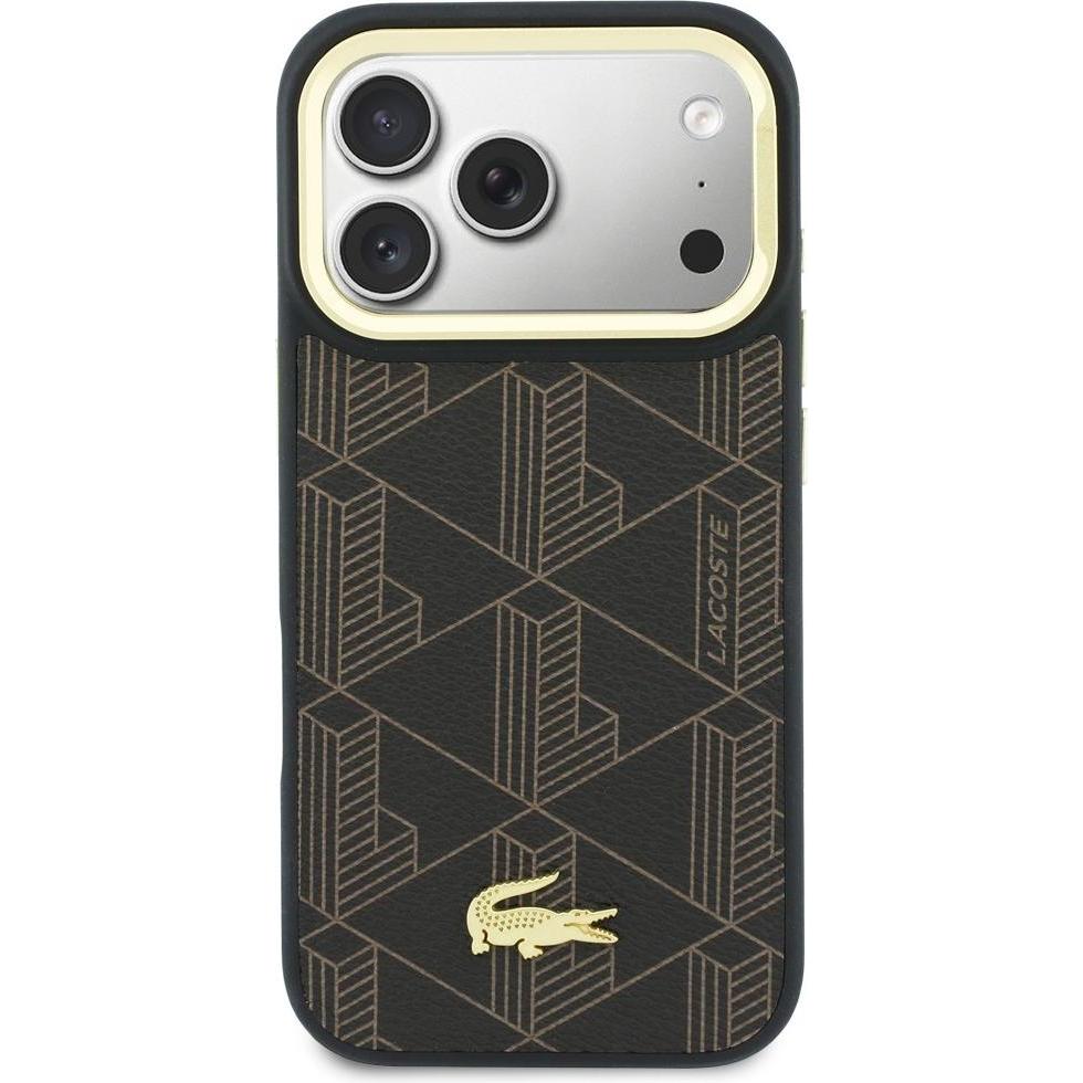 Lacoste Case PVC Blend Stand for iPhone 17 Pro brown (Apple iPhone 17 Pro), Cover smartphone, Marrone