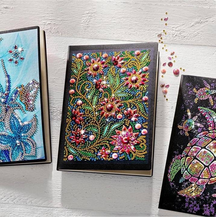 Diamond Painting Notizbuch (Motiv: Blumenwiese, DIN A5)