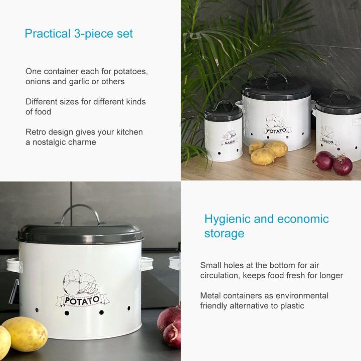 Actual product image Intirilife Set of 3 Food Storage Tins Storage Tins with Lids