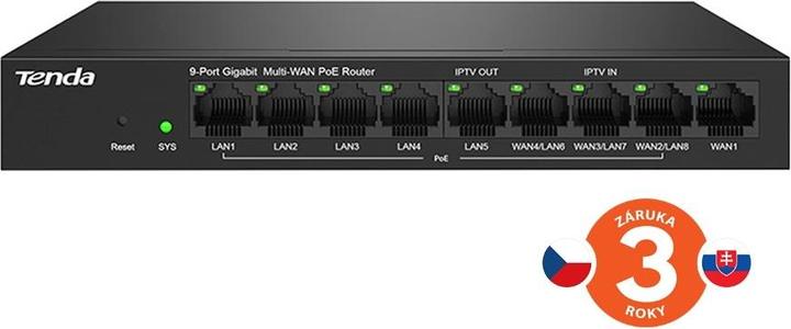 Actual product image Tenda G0-8G-PoE wired router Gigabit Ethernet Black