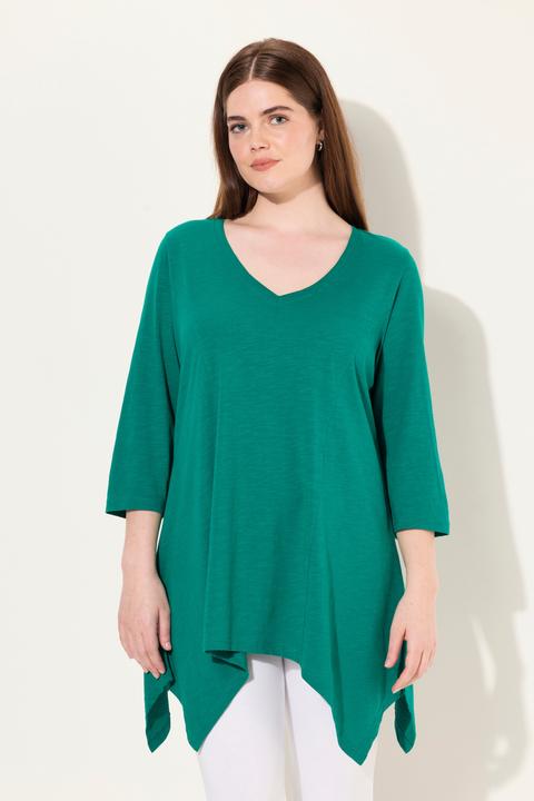 Produktbild Ulla Popken Shirt, Zipfelsaum, V-Ausschnitt, 3/4-Arm (50, 52)