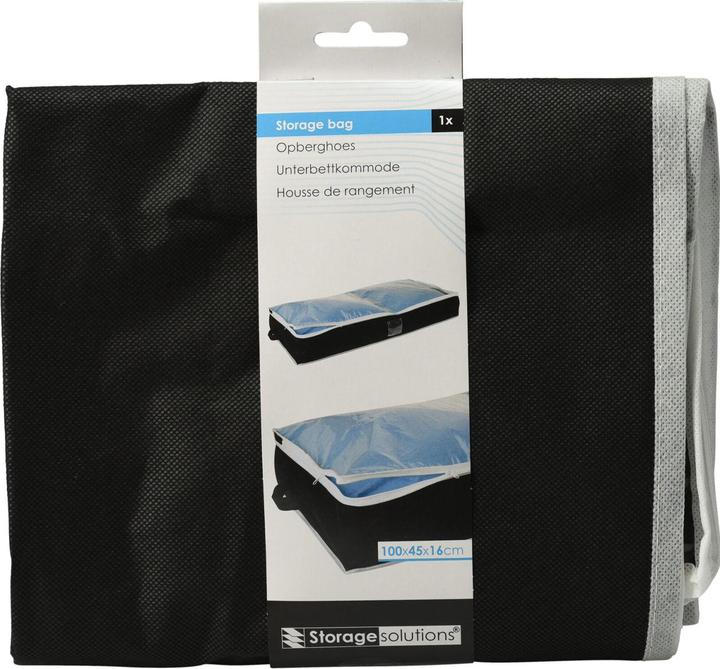 Storage Solutions Unterbettkommode mit Sichtfenster & Handgriff, 100 x 45 x 16 cm, schwarz