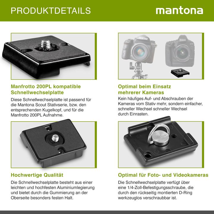 Image du produit mantona Plaque d'accouplement rapide Scout (Trépied Plaque de changement rapide)