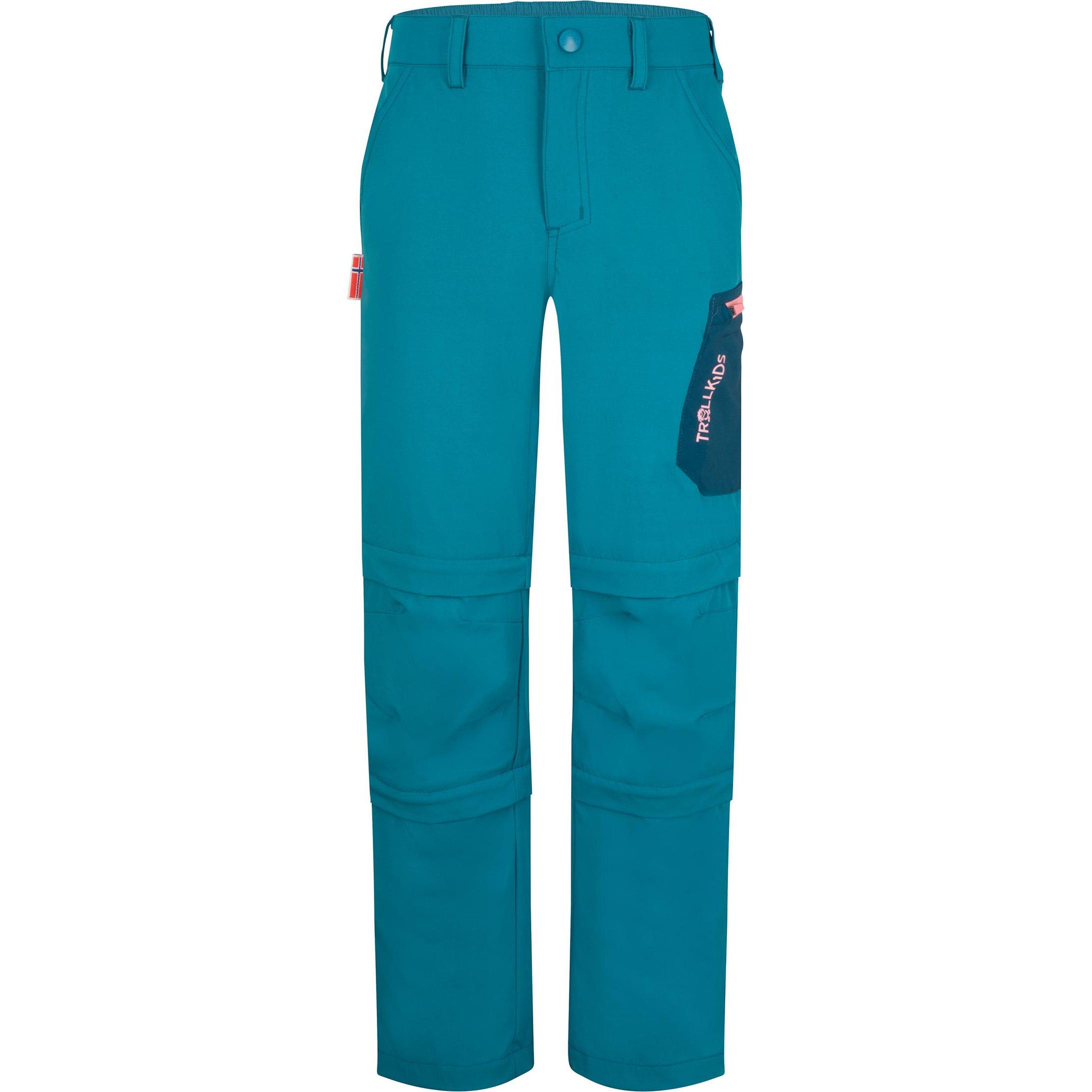 Trollkids, Unisex, Outdoorhose, Kid's Preikestolen Double Zip-Off Pants (164), Türkis, 164