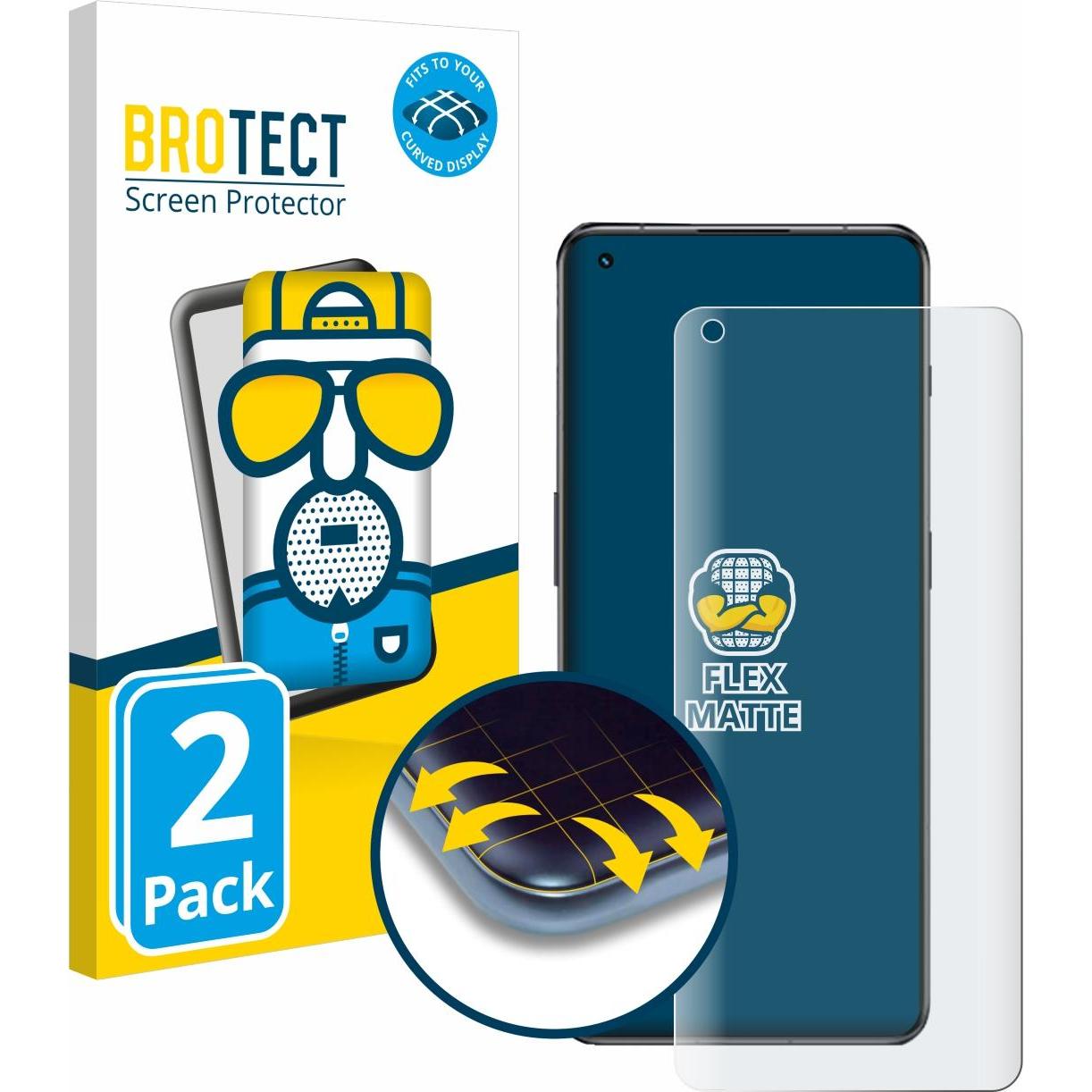 BROTECT Full-Cover Displayschutz Matt (2 Stück, OnePlus 11), Smartphone Schutzfolie, Grau