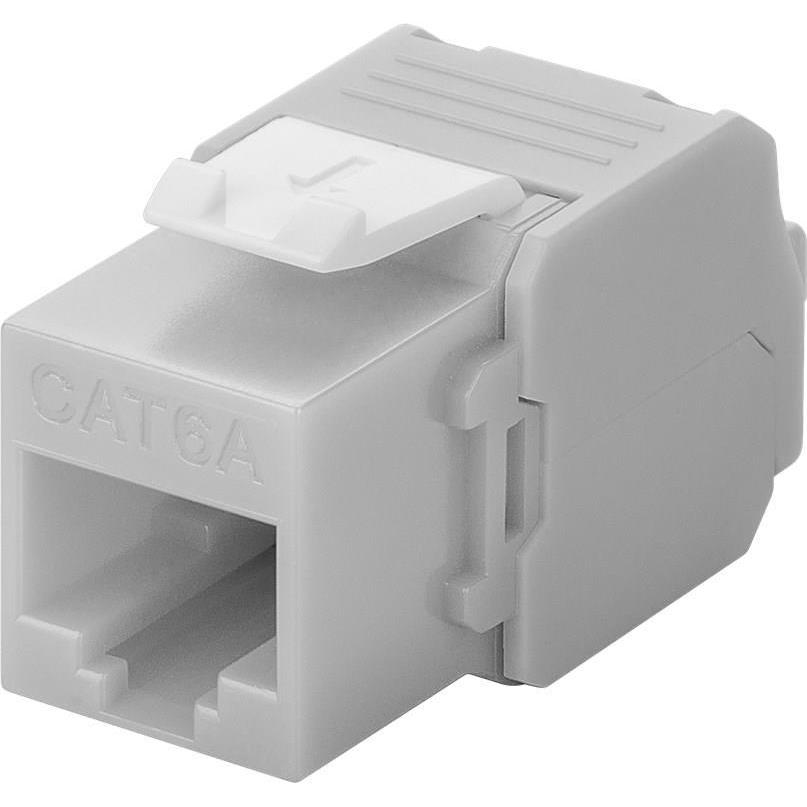 Goobay CAT 6a KeyStone RJ45 Jack,ungeschirmt, 500MHz, Hellgrau-Weiss (Keystone Modul), Netzwerk Zubehör