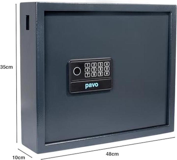 Actual product image pavo High Security key safe grey with 20 hooks electronic lock