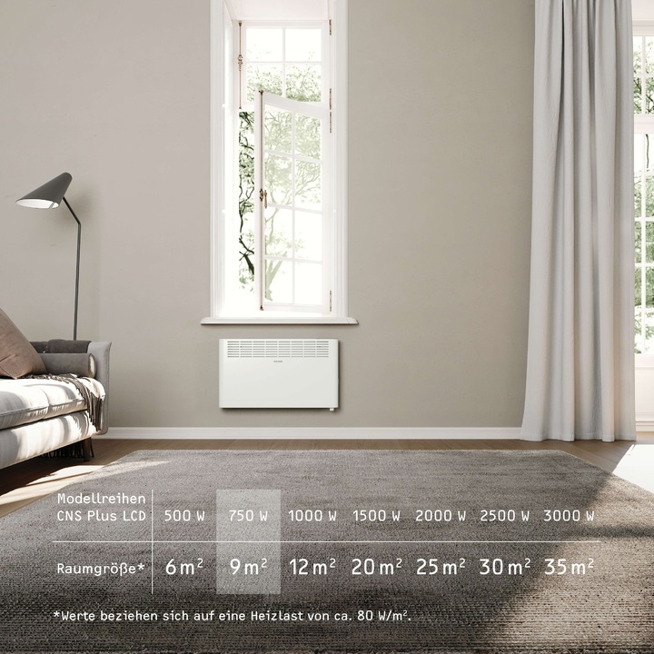 Produktbild Stiebel Eltron CNS 750 Plus LCD, 0,75 kW Wandkonvektor für ca. 9 m², TÜV geprüft (750 W)