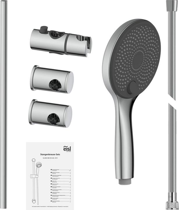 Produktbild Eisl Brausestangenset Bad GRANDE VITA Stangenbrause-Set Chrom Anthrazit Inklusive Handbrause DX7030CSB (3 Strahlarten, 16 l/min)