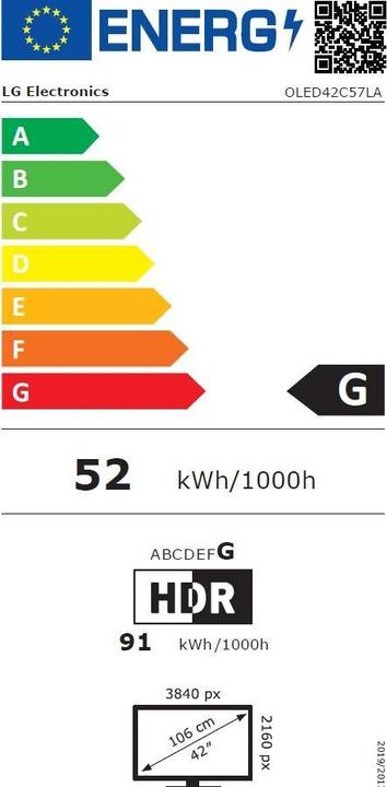 Energie-Label LG OLED42C57LA (42", C5, OLED, 4K, 2025)