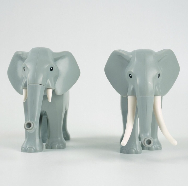 Productafbeelding LEGO Olifant dierentuin dieren - set van 2 met korte en lange slagtanden - NIEUW! Aantal 2x