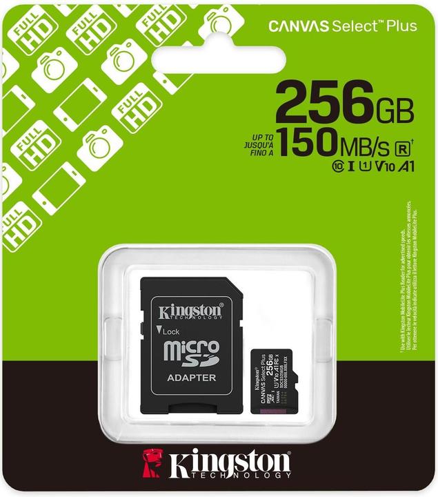 Produktbild Kingston Canvas Select Plus microSDXC 256GB Gen3 (256 GB, microSDXC, U1, UHS-I)