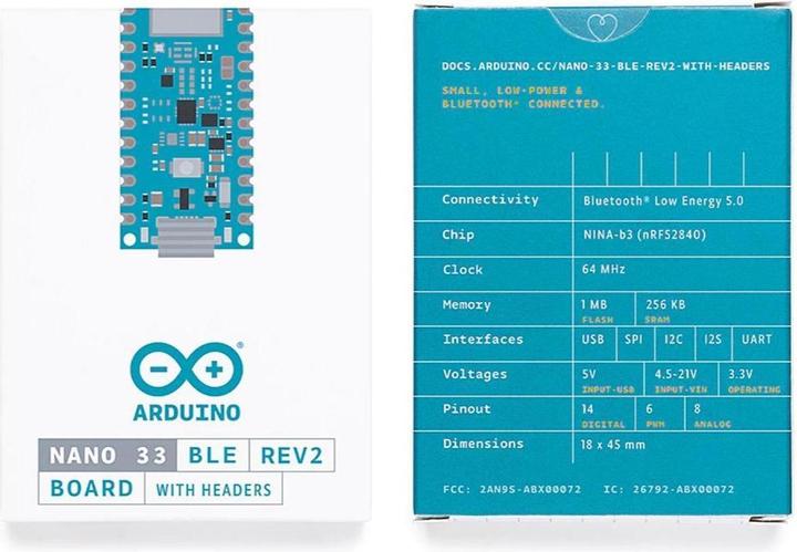 Produktbild Arduino ABX00072 - Nano 33 BLE Rev2 mit Kopfleisten