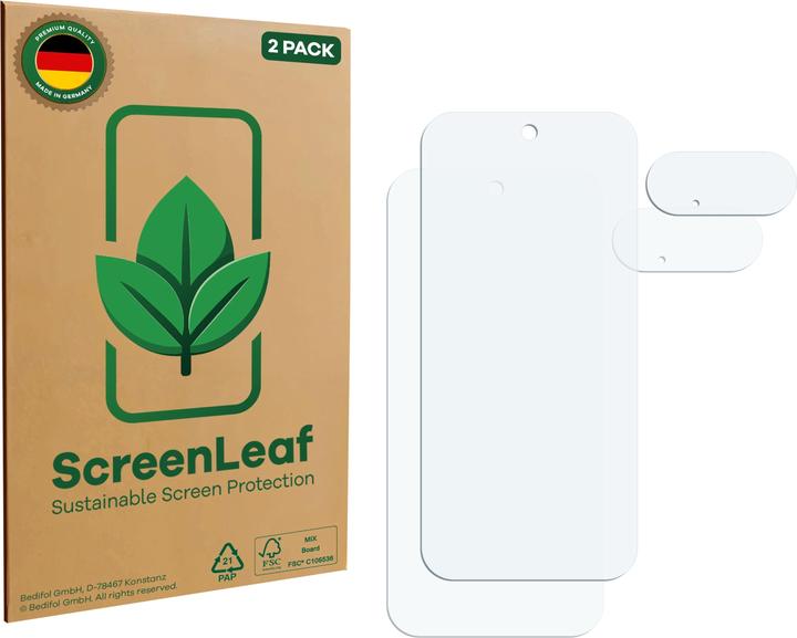 Produktbild ScreenLeaf Schutzfolie für Google Pixel 10 Pro (Display+Kamera) nachhaltiger Displayschutz Display Schutz (2 Stk., Google Pixel 10 Pro)
