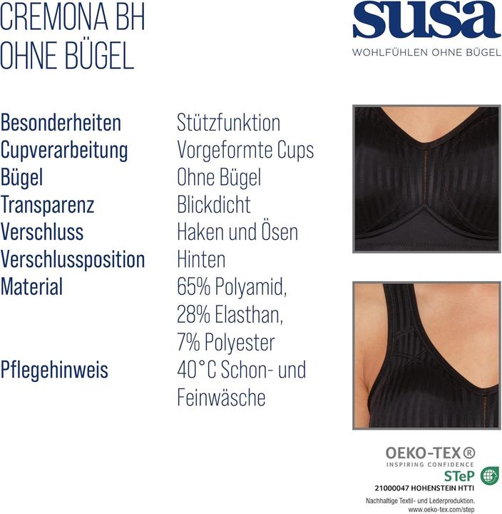 Image du produit Susa Beha naadloze cups, band onder borst, verstelbare bandjes, haaksluiting rug (100 B)