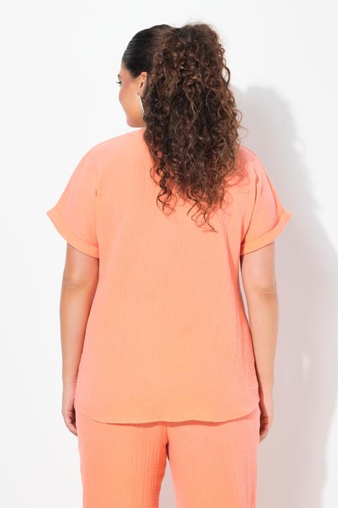 Produktbild Ulla Popken Musselin-Bluse, Oversized, Tunika-Ausschnitt, Halbarm (42, 44)