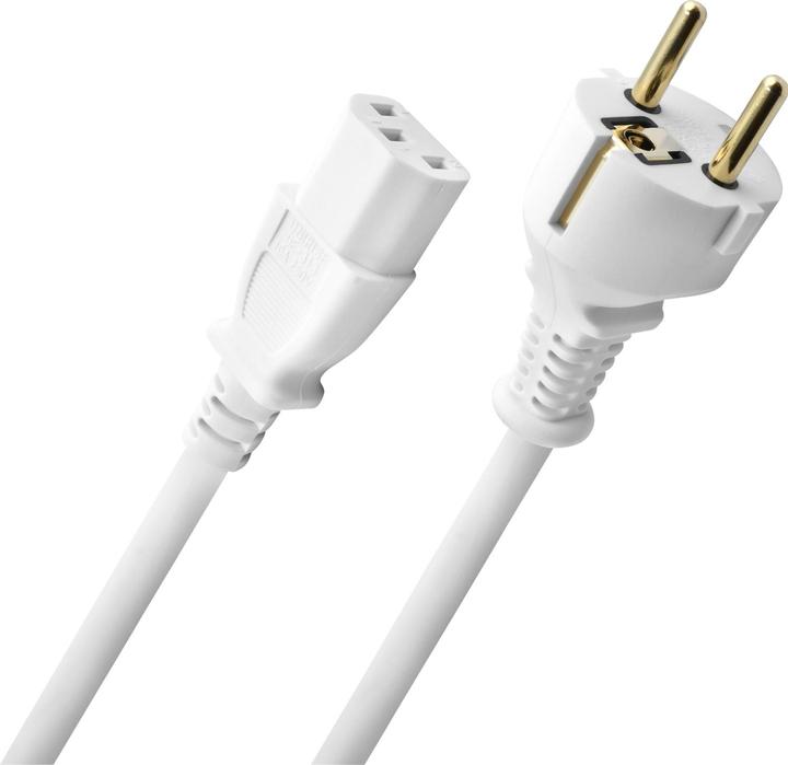 Actual product image Oehlbach Powercord C13/500 - 5m mains cable Schuko > mains plug white (5 m)