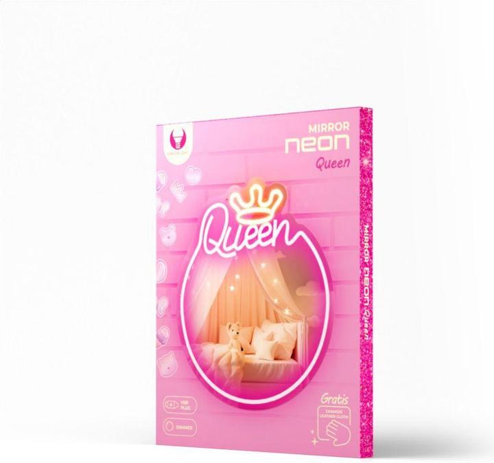 Image du produit Forever Light Miroir néon LED QUEEN blanc chaud rose FMNE04