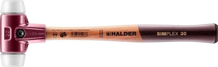 Immagine prodotto Halder Martello a faccia morbida SIMPLEX Lunghezza 300 mm Testa Ø 30 mm Legno medio duro Superplastica (320 g)